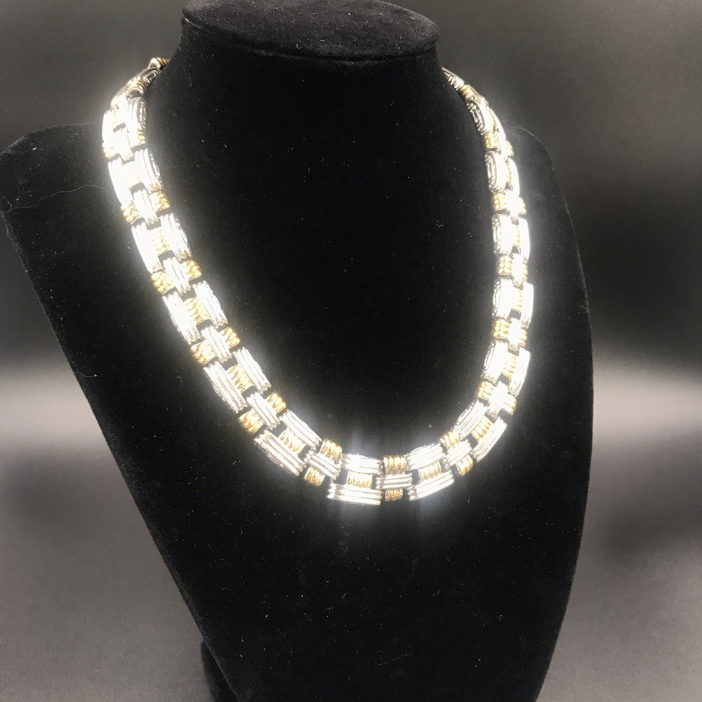 Gold and Silver Toned short chain necklace